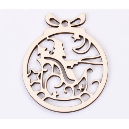L369-Decoratiune din lemn Sania lui Mos Craciun,6xcm - 1 buc