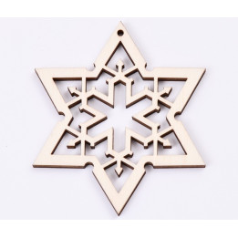 L370-Decoratiune din lemn Fulg de nea,6x7cm - 1 buc