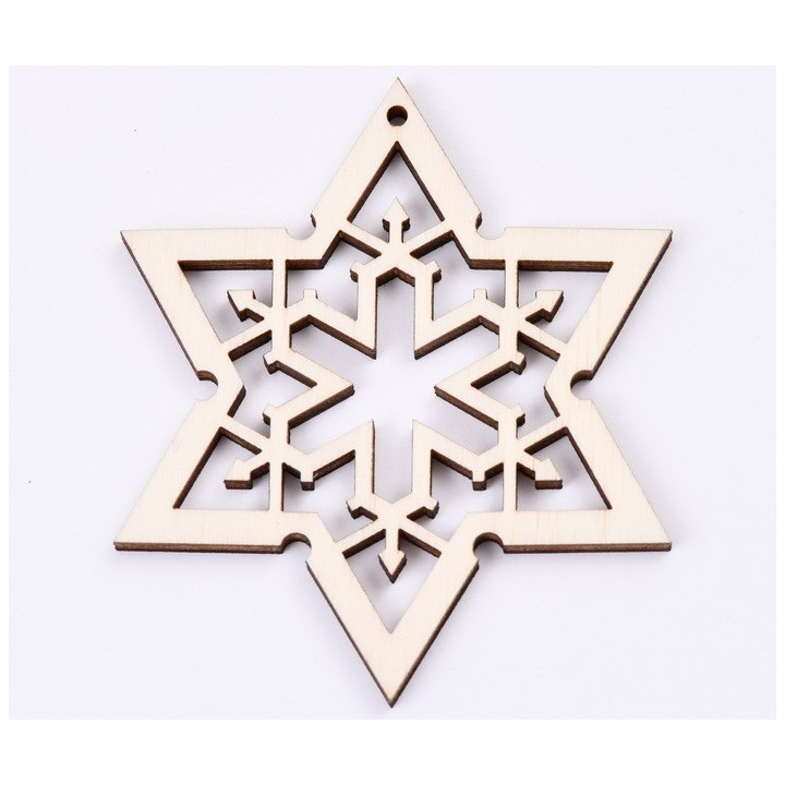 L370-Decoratiune din lemn Fulg de nea,6x7cm - 1 buc