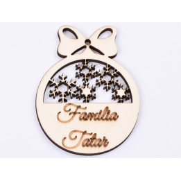 L375-Glob din lemn personalizabil cu numele de familie dorit  7x5.5 cm
