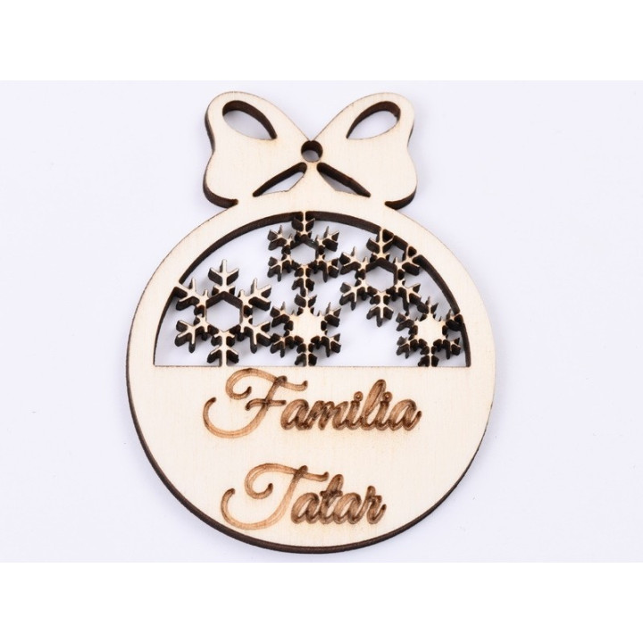 L375-Glob din lemn personalizabil cu numele de familie dorit  7x5.5 cm