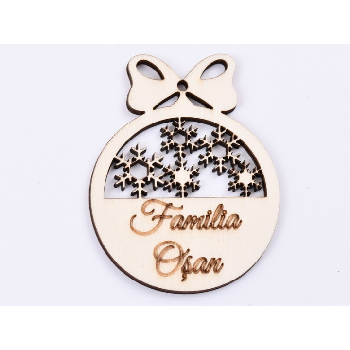 L375-Glob din lemn personalizabil cu numele de familie dorit  7x5.5 cm