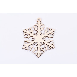 L378-Decoratiune din lemn fulg de nea  8.5 x 7 cm - 1 buc