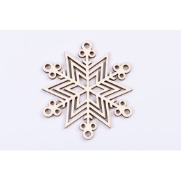L380-Decoratiune din lemn snowflake  8 x 7 cm - 1 buc