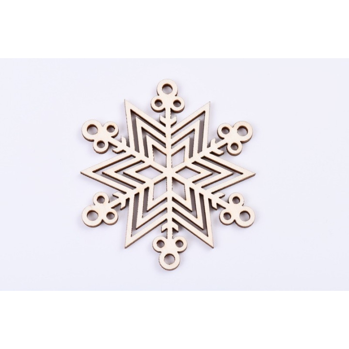L380-Decoratiune din lemn snowflake  8 x 7 cm - 1 buc
