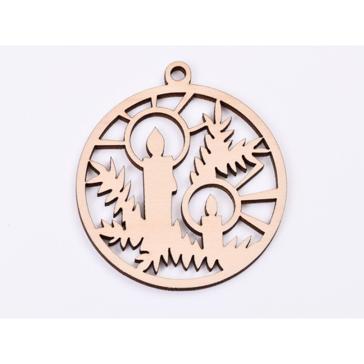 L383-Decoratiune glob din lemn lumanari si vasc  7.5 x 7 cm - 1 buc