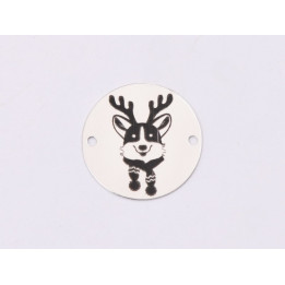 E1346-GS-Link argint 925 Christmas Puppy (Corgi) 16.5mm - 1 buc