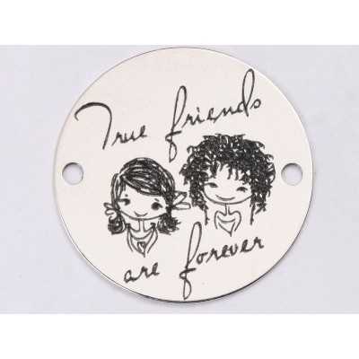 Banut din Argint 925 True Friends Are Forever 16.5 mm pentru bratara cu snur E1354
