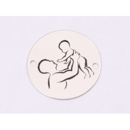 E1360-GS-Link din argint 925 model tata cu bebe, 16.5mm - 1 buc