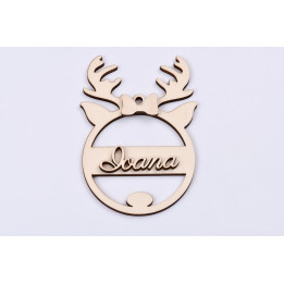 L396-Glob din lemn "Santa`s helper" personalizabil cu nume  11 x 7 cm - 1 buc