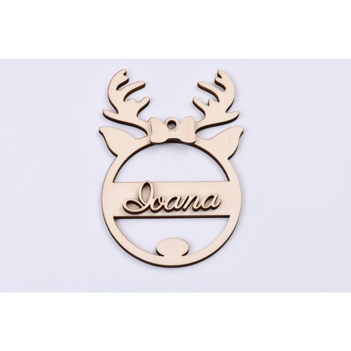 L396-Glob din lemn "Santa`s helper" personalizabil cu nume  11 x 7 cm - 1 buc