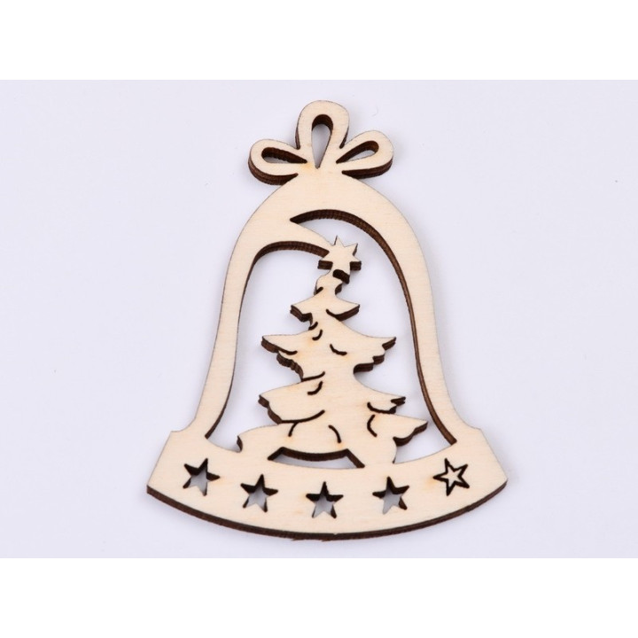 L397-Decoratiune din lemn clopotel  8 x 6 cm - 1 buc