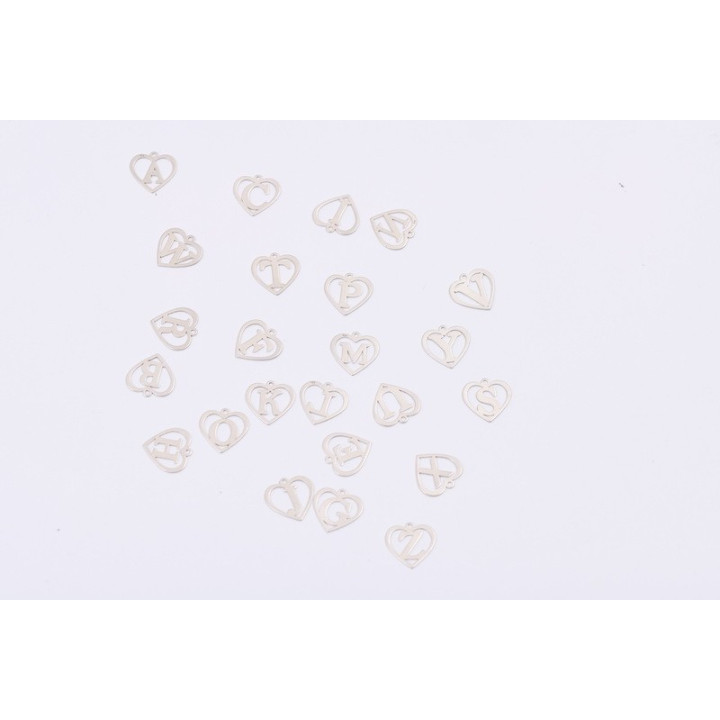 E1391 N Charm initiala cu inimioara 12.5x12.5x0.4  mm