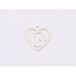 E1391 N Charm initiala cu inimioara 12.5x12.5x0.4  mm