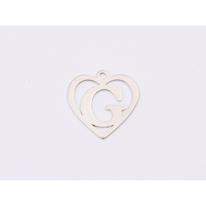 E1391 N Charm initiala cu inimioara 12.5x12.5x0.4  mm