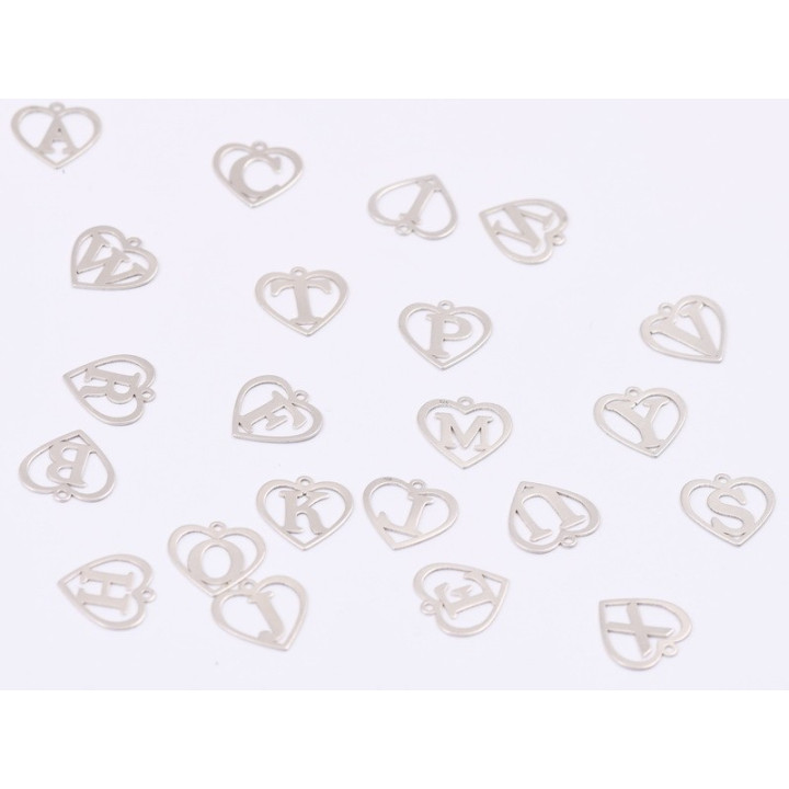 E1391 N Charm initiala cu inimioara 12.5x12.5x0.4  mm