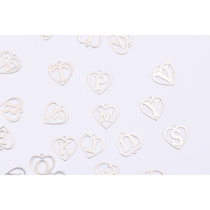 E1391 N Charm initiala cu inimioara 12.5x12.5x0.4  mm