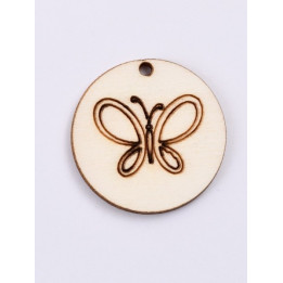 L429-Decupaj lemn rotund 3.5cm Fluturas #1  -1 buc