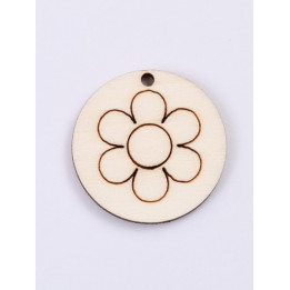 L431-Decupaj lemn rotund 3.5cm Floare  -1 buc