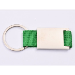 H063-Breloc metalic cu banda textila verde 