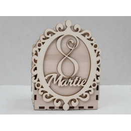 L446-Decupaj cutie lemn "8 Martie"   -1 buc