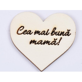 L469-Decupaj inima lemn "Cea mai buna fina"-5cm, 1 buc