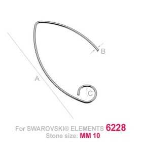 G0771-Baza deschisa cercei 28.5x4.5mm 1 buc - bijuterii personalizate din argint | simoshop