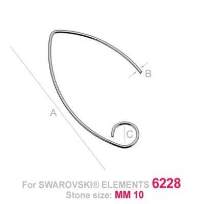G0771-Baza deschisa cercei 28.5x4.5mm 1 buc - bijuterii personalizate din argint | simoshop