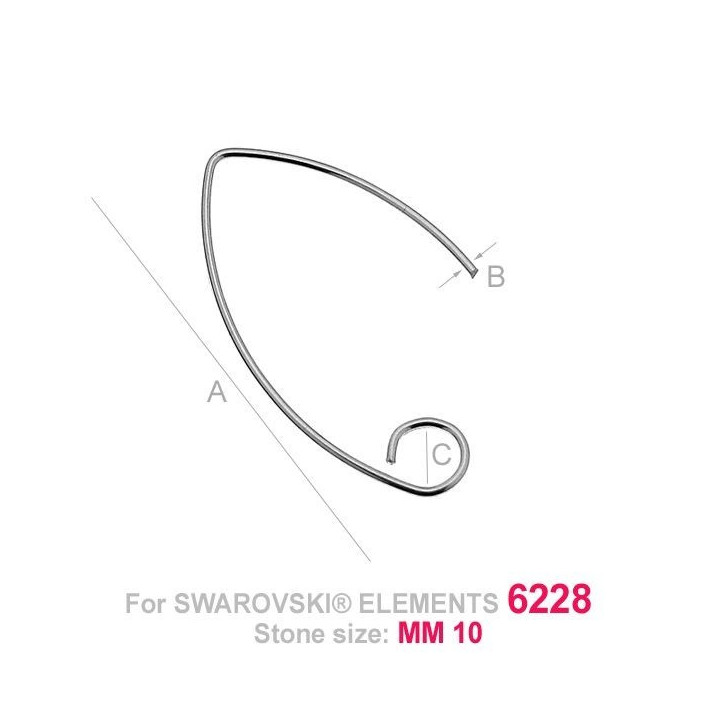 G0771-Baza deschisa cercei 28.5x4.5mm 1 buc - bijuterii personalizate din argint | simoshop