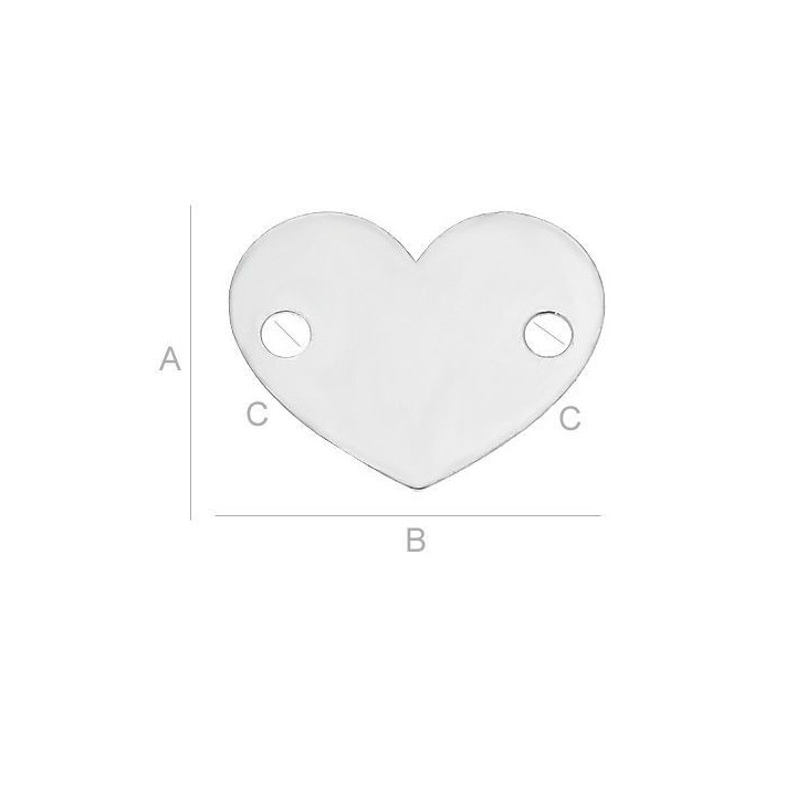 Inimioara din argint pentru bratara personalizabila 10x12mm 0.30mm G0782-N - bijuterii personalizate din argint | simoshop