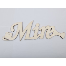L518-Decupaj lemn text Mire cu joben si papion  30x9 cm