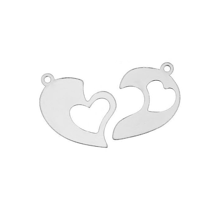 G0791-N-Charm inimioara din 2 bucati 18x22mm STANGA+DREAPTA - bijuterii personalizate din argint | simoshop