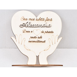 L585-Decoratiune "Cea mai iubita fiica"  inima cu suport 18x21cm 1buc