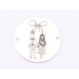 E1415 GS Link rotund argint 925 "Fata cu flori " 16.5mm 1 buc