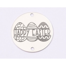 E1418 GS-Link rotund argint 925 "Happy Easter" 16.5mm 1 buc