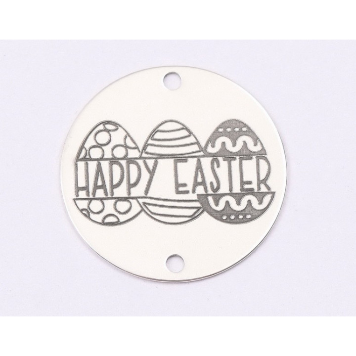E1418 GS-Link rotund argint 925 "Happy Easter" 16.5mm 1 buc