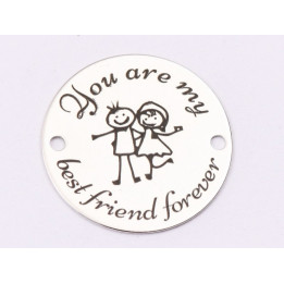 E1450 GS - Link rotund argint 925 "Best friend forever" 16.5mm 1 buc