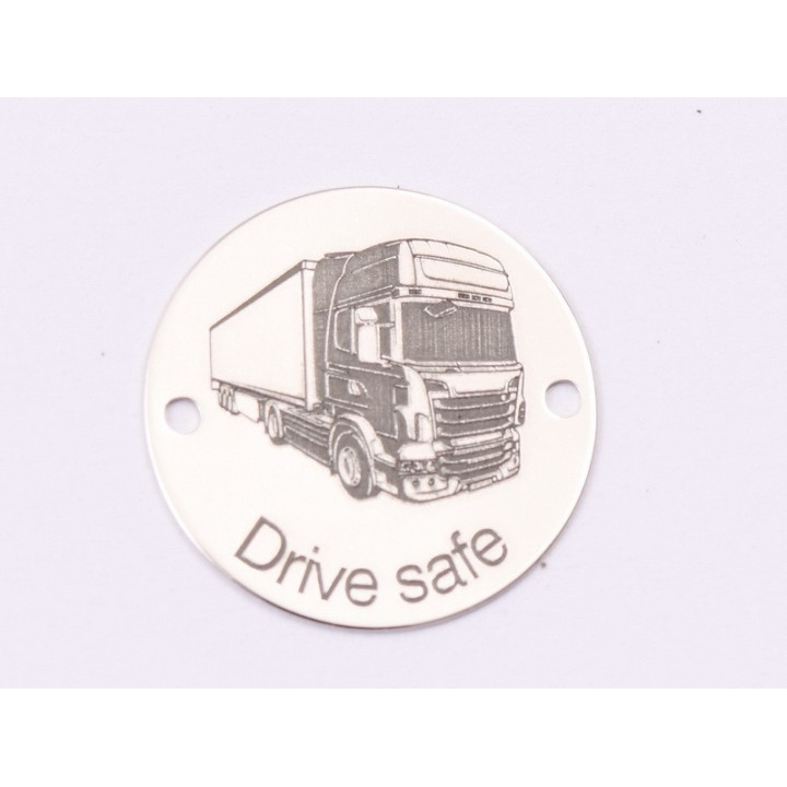 E1461 GS - Link rotund argint 925 "Drive Safe" 16.5mm 1 buc