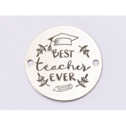 E1477 GS - Link rotund argint 925 Best teacher ever 16.5mm - 1 buc