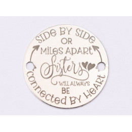 E1478 GS - Link rotund argint 925 "Side by side..." 16.5mm - 1 buc