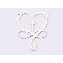 E1479 N - Pandant argint 925 Inima cu infinit si cruce, 20x25mm- 1 buc