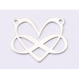 E1480 N - Pandant argint 925 Inima cu infinit,  21x17mm- 1 buc
