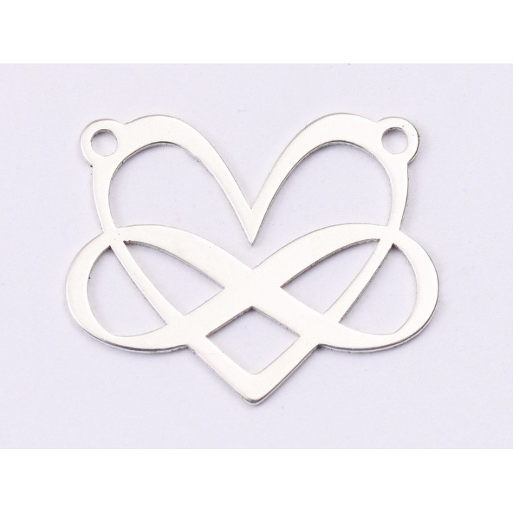 E1480 N - Pandant argint 925 Inima cu infinit,  21x17mm- 1 buc