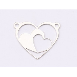 E1491 N - Pandant argint 925 Inimioare, 19x16mm- 1 buc