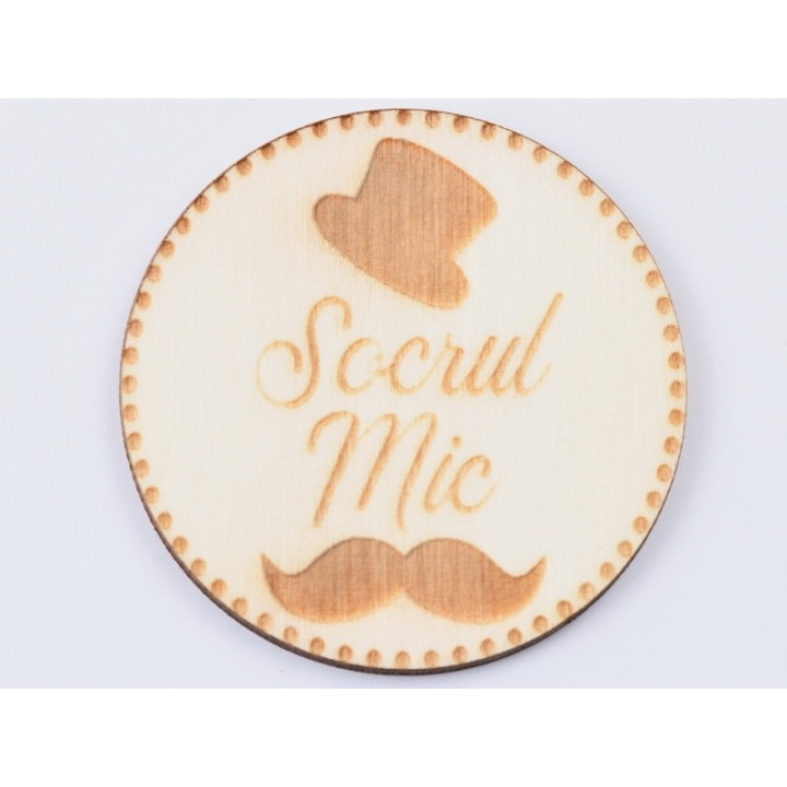 L621-Insigna lemn pentru evenimente "Nasul Miresei" 5cm 1 buc