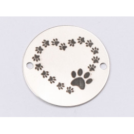 E1537 GS Link argint "Paw prints on my heart"  16.5mm, 0.3mm 1 buc