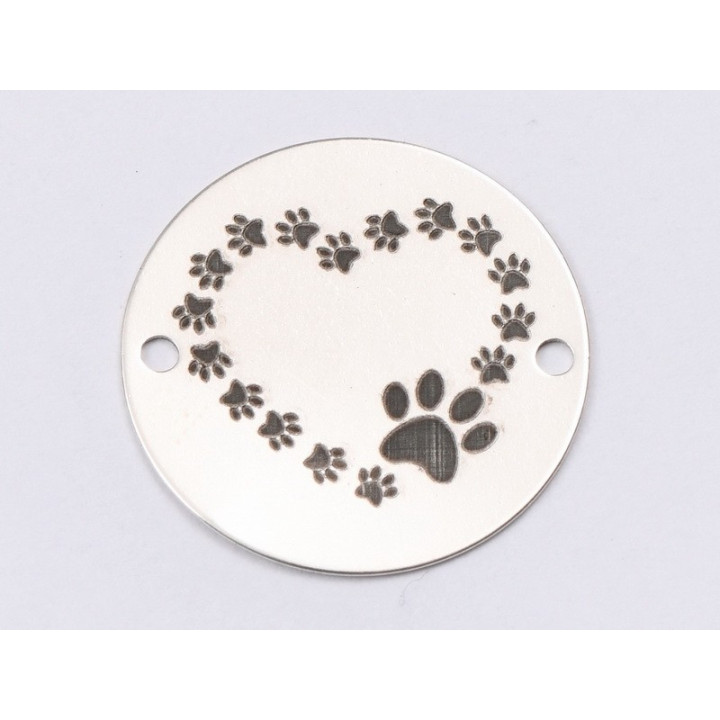 E1537 GS Link argint "Paw prints on my heart"  16.5mm, 0.3mm 1 buc