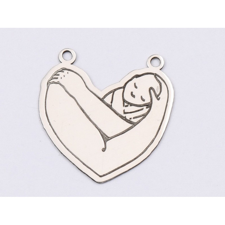 E1538 G Link argint "Arms holding baby"  17x16.2mm, 0.3mm 1 buc