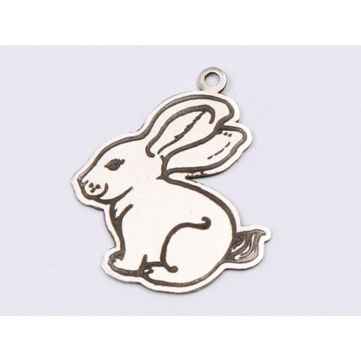 E1539 G Charm argint "Iepuras"  17x20.5mm, 0.3mm 1 buc