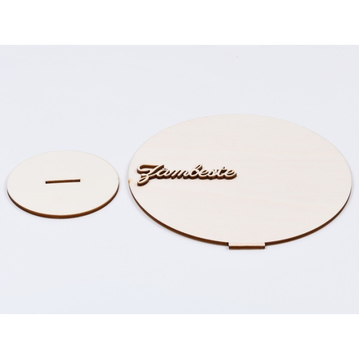 L662-Blank din lemn cu suport "Zambeste " -20 cm- 1 buc